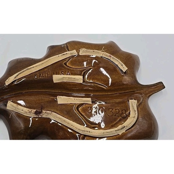 MCM California Pottery 326-328 Ash Dish Maple Leaf Brown Orange - Picture 6 of 8